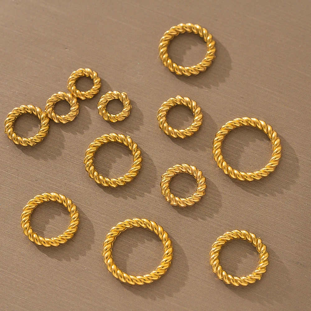 20Pcs Stainless Steel Round Twist-Style Closed Ring Connector Accessories For DIY Jewelry Materials Making Supplies Components