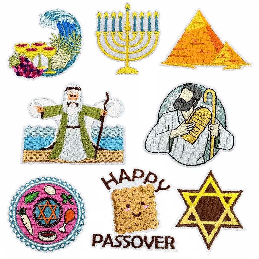 

Fabric Patch Hanukkah Party Embroidery Festival Hot Melt Adhesive Ironing Iron on Patches for Clothes Stickers Appliques Scp