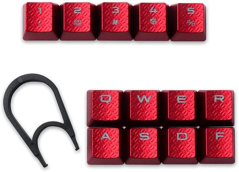 FPS Backlit Key Caps Replacement for Corsair Cherry MX Key Switch Gaming Keyboards (13pcs, Red)