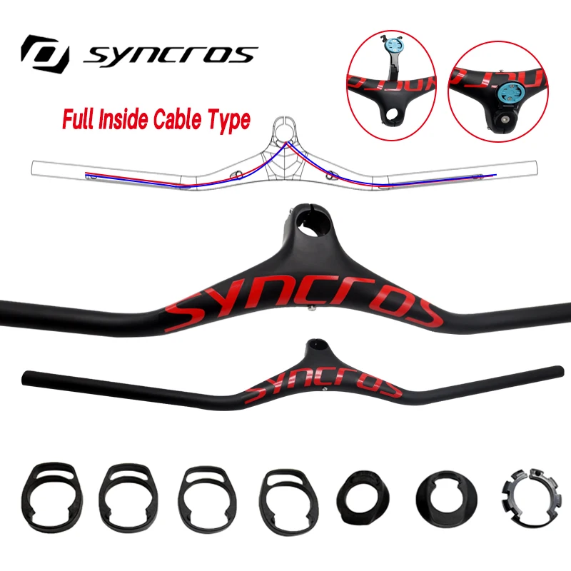 

Syncros Internal FULL Carbon Handlebar Multiple Colour MTB Integrated Handlebar carbon Stem -14° 60-100mm bike farme parts