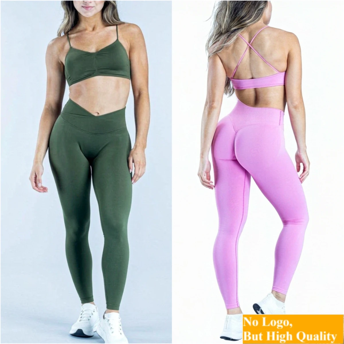 NO LOGO 2 piece sports set summer new yoga suit women's sports set sports cross backless yoga top leggings Pilates fitness set
