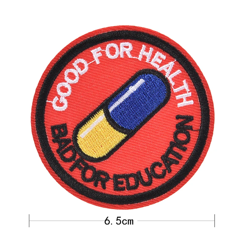 1pcs Japanese Akira Kaneda Good For Health, Bad For Education Iron On Patch