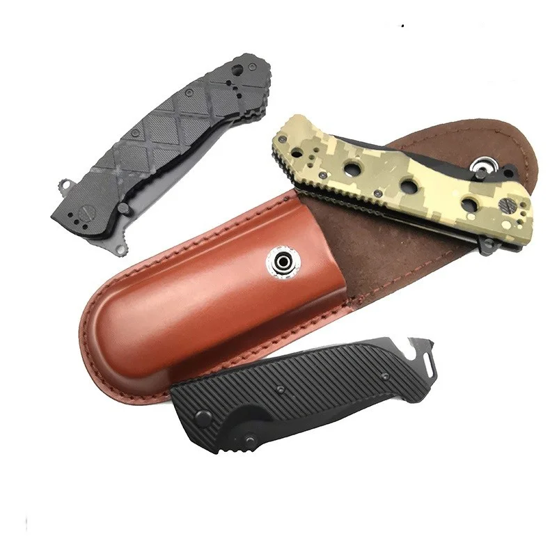 Genuine Leather Scabbard Folding Tool Leather Case for 91/111MM  Folding Knife Cover Buck JEEP Protective Shell