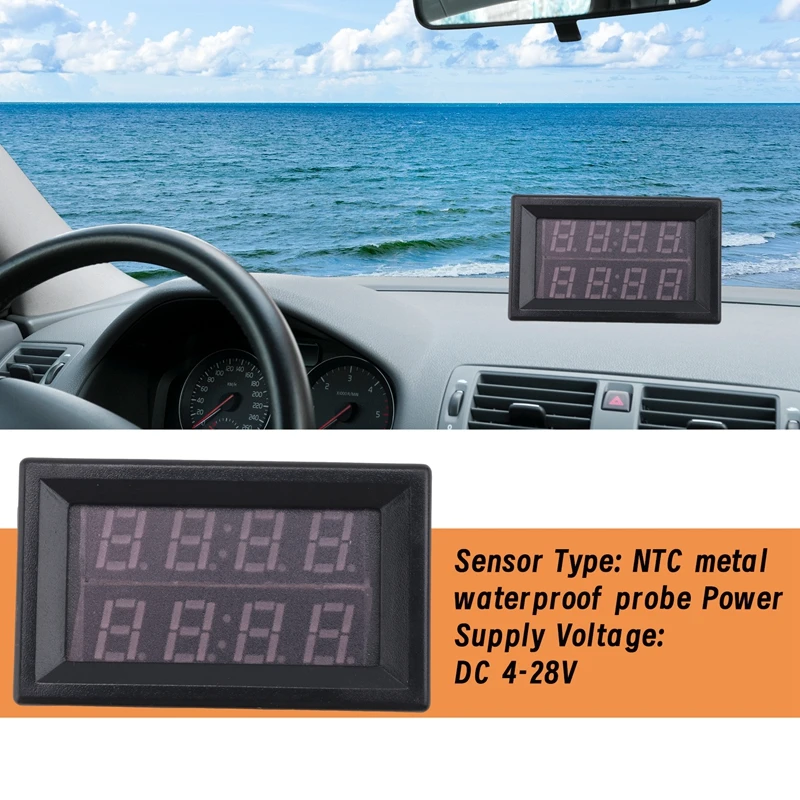 FULL-Dual Red LED Digital Display เครื่องวัดอุณหภูมิเซ็นเซอร์อุณหภูมิกันน้ํา 0.56 นิ้ว