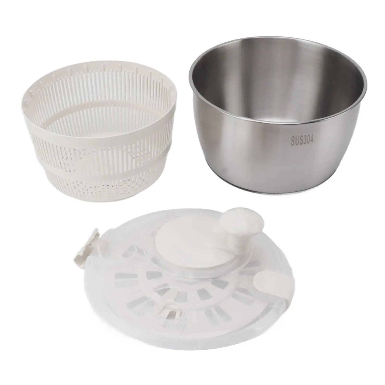 

Large Capacity Multifunctional Stainless Steel Salad Spinner Vegetable Dryer Fruit Washer Drain Basket Kitchen Tool