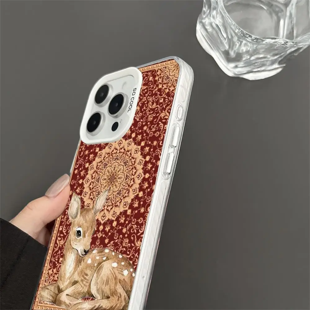 The deer are on Persia phone case for iPhone 16 15 14 13 12 11 Pro/ Max/Plus shock-proof rear cover anti-fingerprint