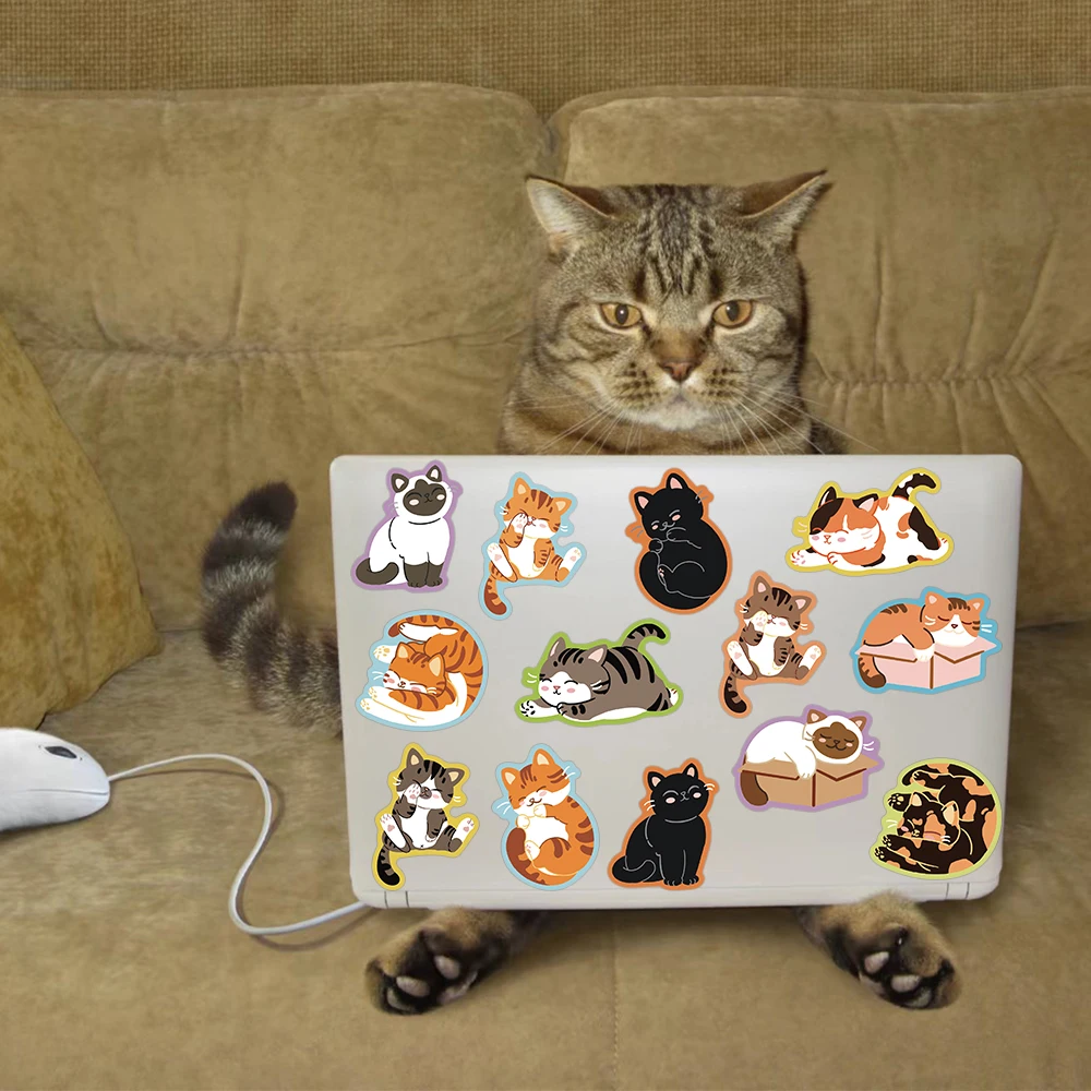 50 stücke Cartoon Nette Katze Aufkleber Aufkleber Für Telefon Laptop Sammelalbum Koffer Helm DIY Graffiti Ästhetische Aufkleber Kreative Geschenke – Detail 11