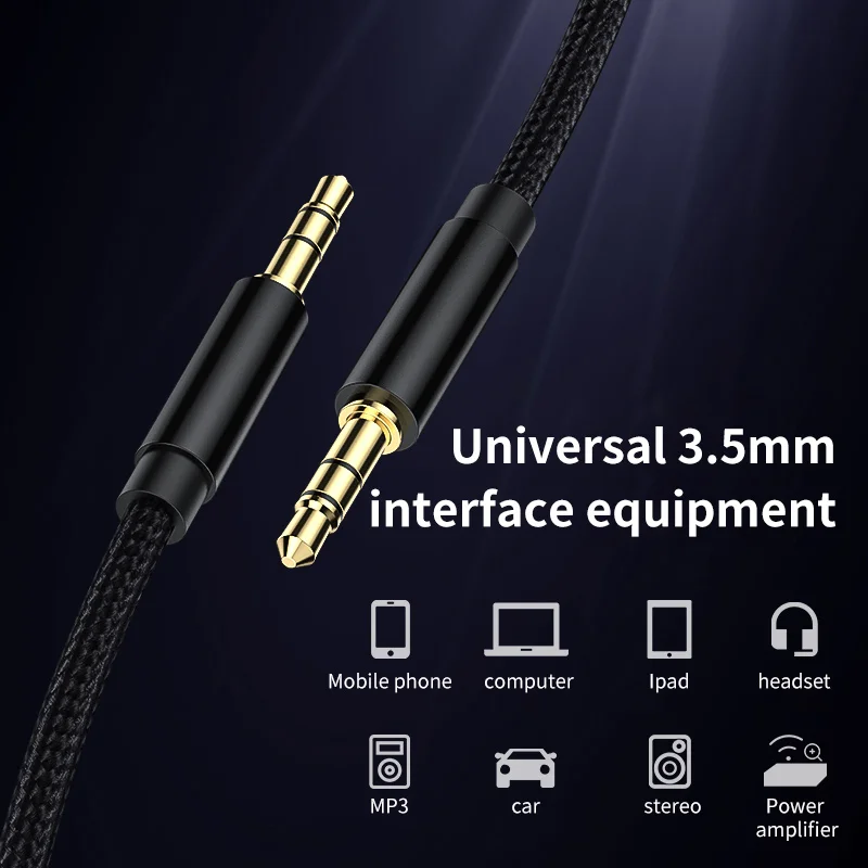 3.5mm to 3.5mm AUX Audio Cable 3.5mm Jack Speaker Cable for JBL Headphones Car Samsung Xiaomi Redmi 5 Plus Oneplus AUX Cord