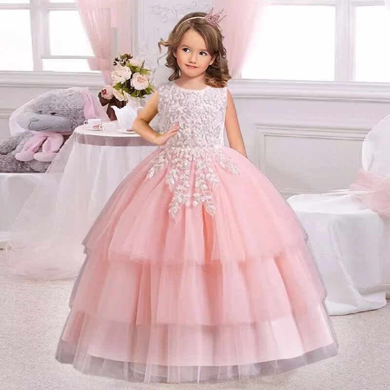 Youth girl long skirt 4-14 years old children's bridesmaid children's clothing princess party wedding dance dresses official occ