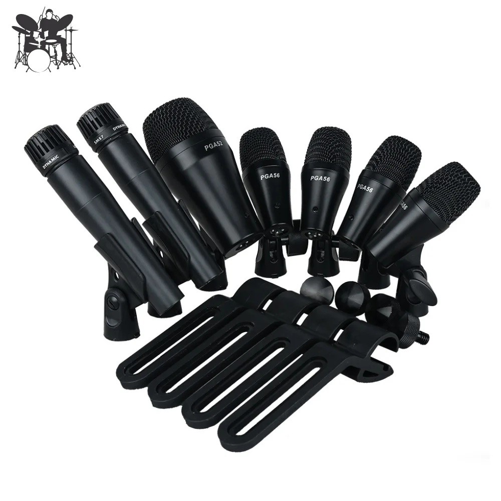 

Panvotech Musical Instrument 7 Pcs Mic Stands Professional Drum Microphone Set For Stage Show