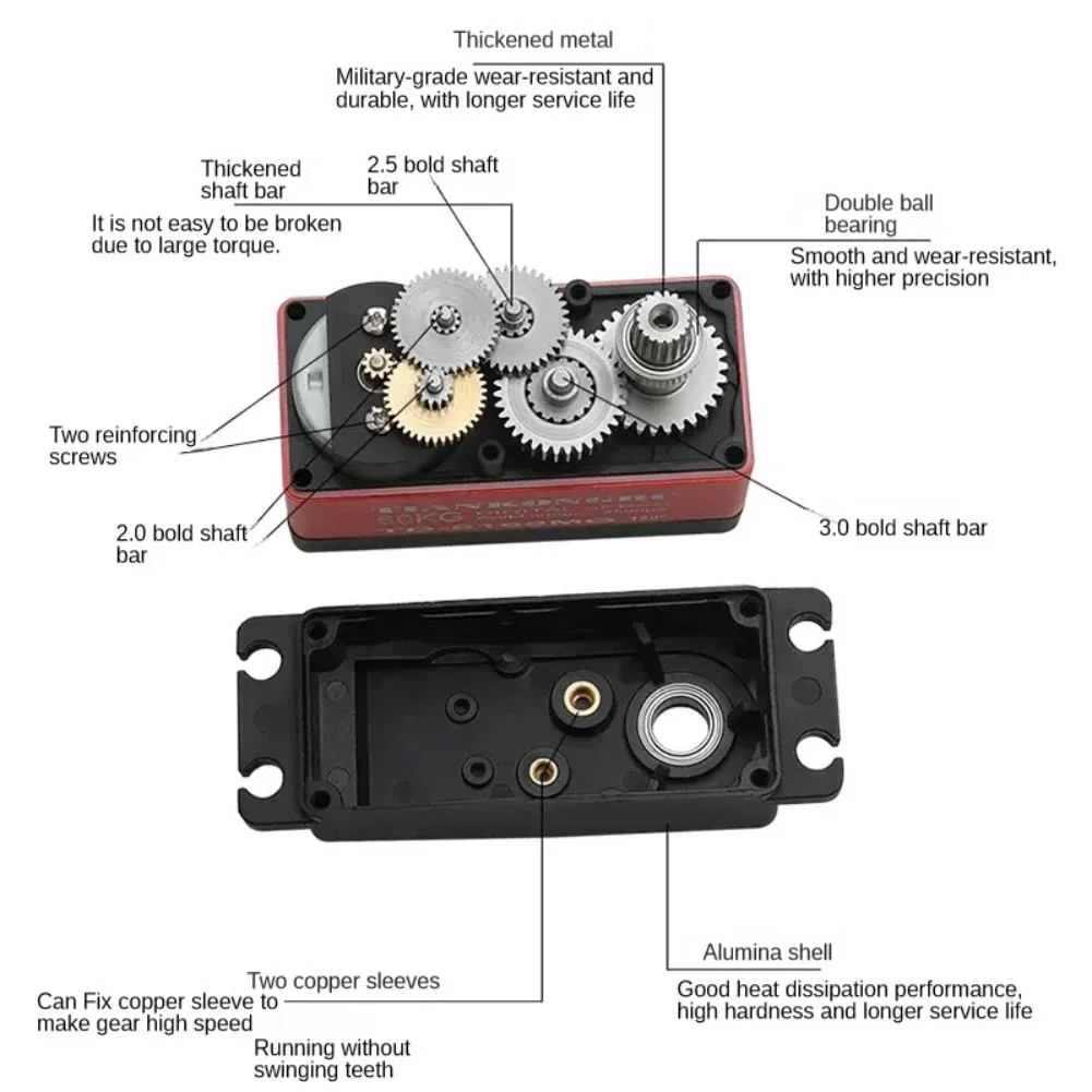 TD-8160MG Digital Servo Motor 60KG High Torque Half Metal 90/180/270/360 Degree Angle Controllable for 1:10 1:8 Drift Car Boat