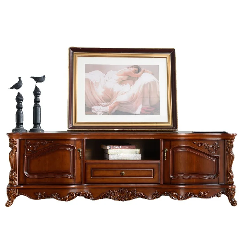 

European solid wood TV cabinet high-end living room audio-visual cabinet