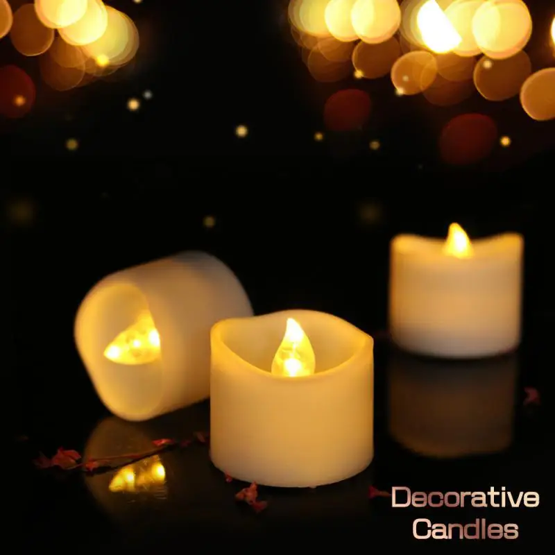 

12pcs=1set 5/4/3/2/1Set Flameless LED Electronic Candles Battery Operated Yellow Light for Halloween Xmas Wedding Party Decor