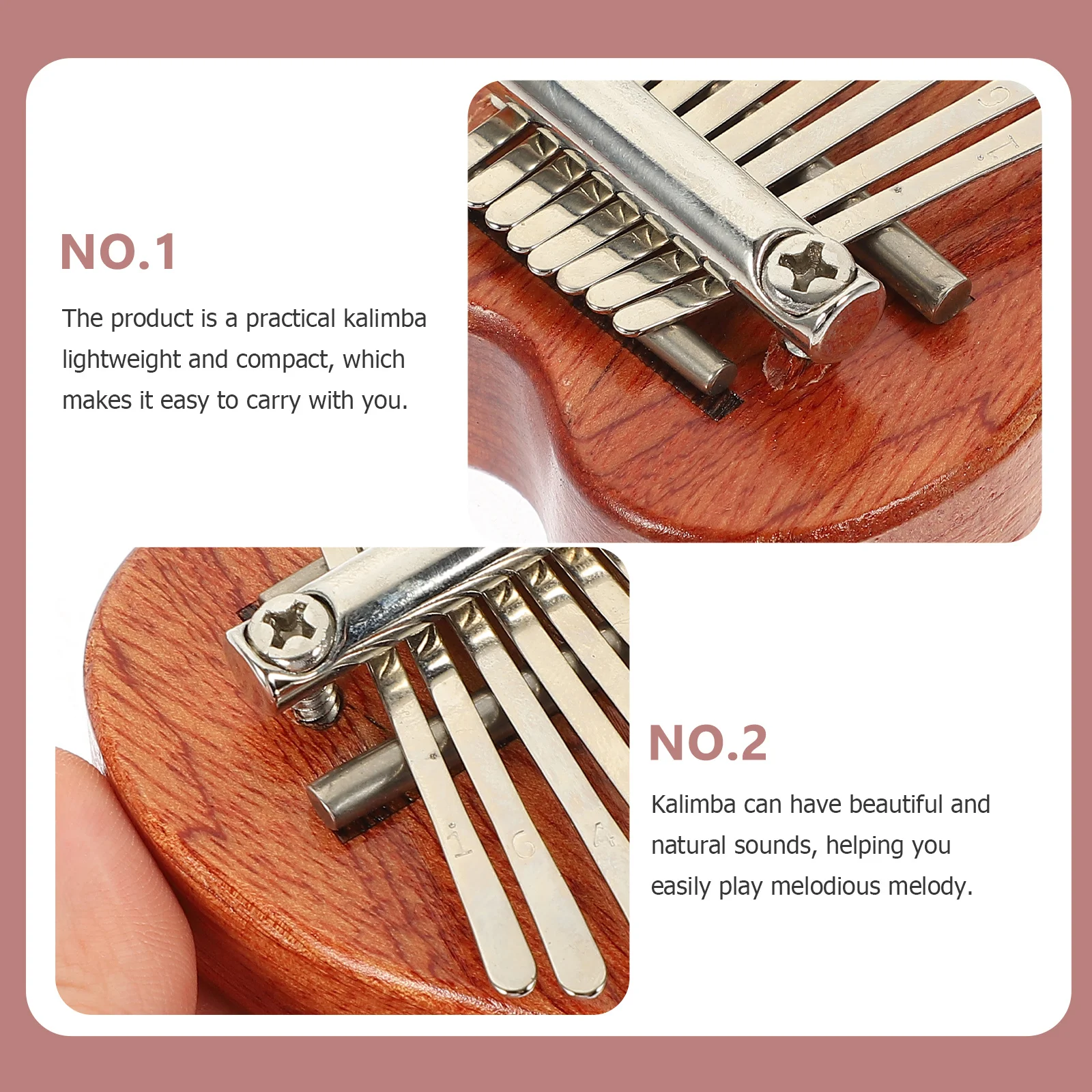 

3Pcs Wooden Mini Kalimba Portable 8-Note Thumb Piano Cat Heart Oval Shape Compact Finger Instrument Mini Kalimba