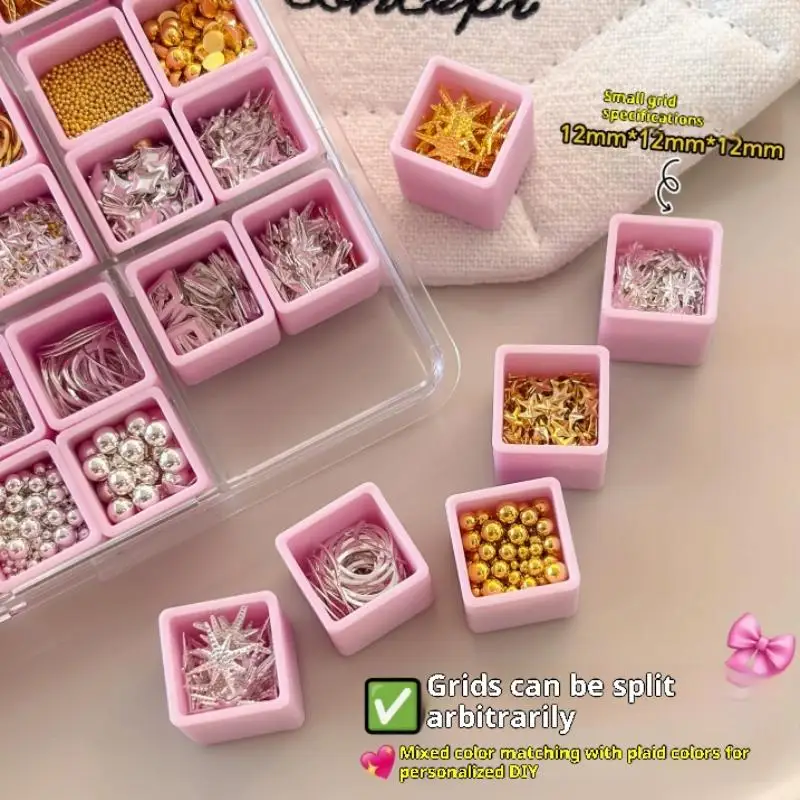 1 Stück durchsichtige Kunststoff-Aufbewahrungsbox mit 48 Fächern, Deckel und separaten Gittern zum Organisieren von Nagelkunst, Schmuck, Perlen, DIY-Zubehör – Detail 4