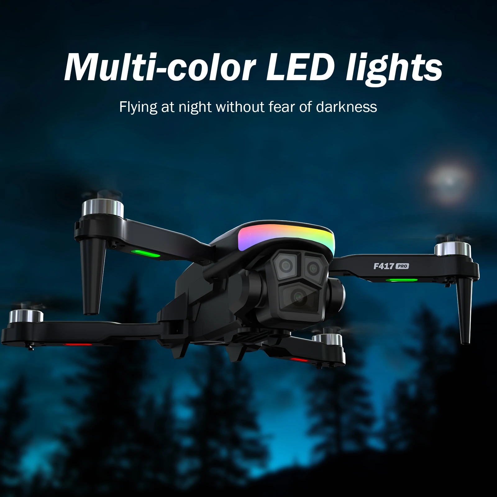 Image of F417PRO Drohne mit 1080P Kamera für Kinder und Erwachsene, Dual 90 ° Objektiv, LED, Optischer Fluss, Modularer Akku, Headless-Modus, 3D-Flip