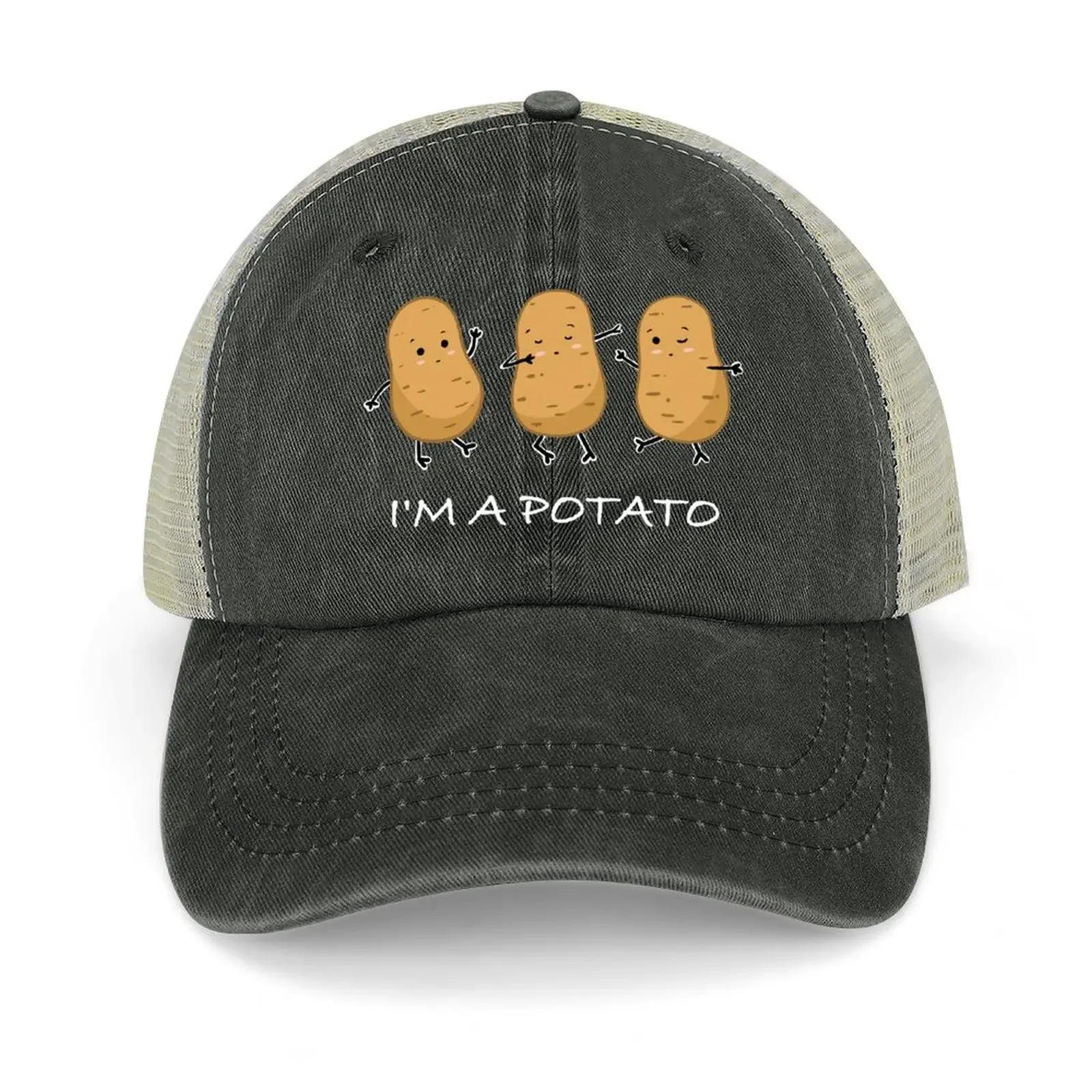 

I"m A Potato Funny Potato GIft Cute Meme Cowboy Hat Custom Cap Golf Hat Boy Women's