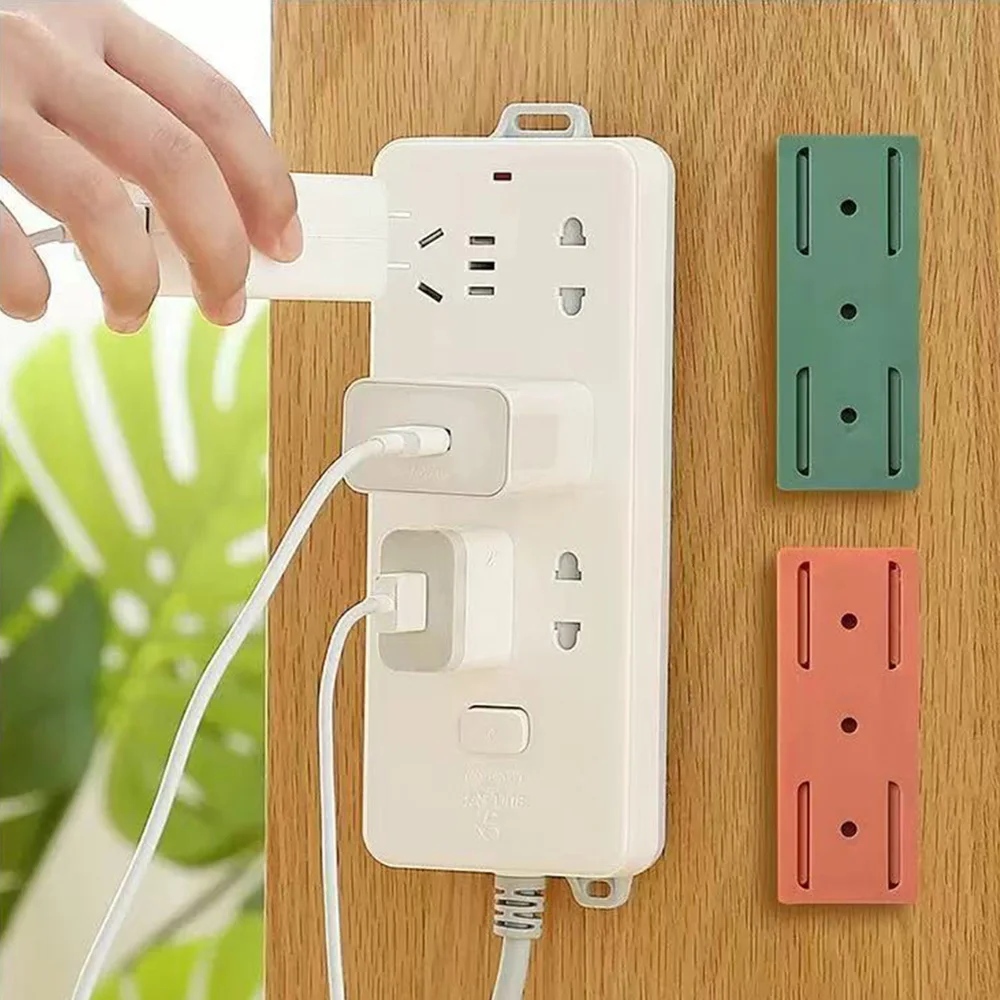 Wall Mount Power Strip Organizer 1/2/4Pcs Self-Adhesive No Drilling Socket Fixer