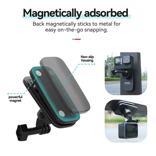 Imagen 2 del producto TELESIN-Correa de Clip de liberación rápida para mochila, montaje magnético para GoPro Hero 12/11/ 10/9 Osmo Action 4 / 3 Insta360 Ace Pro, accesorio