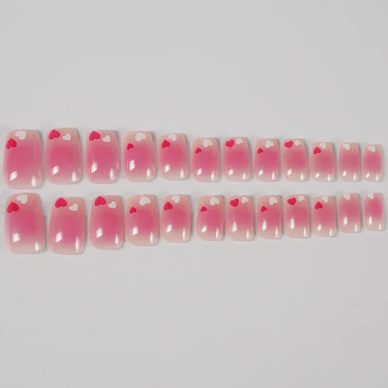 24pcs Sweet Press on Nails Tips Autumn and Winter Short Square False Nails Art with Starlight Pattern Design Ballet Fake Nail - Detail 1