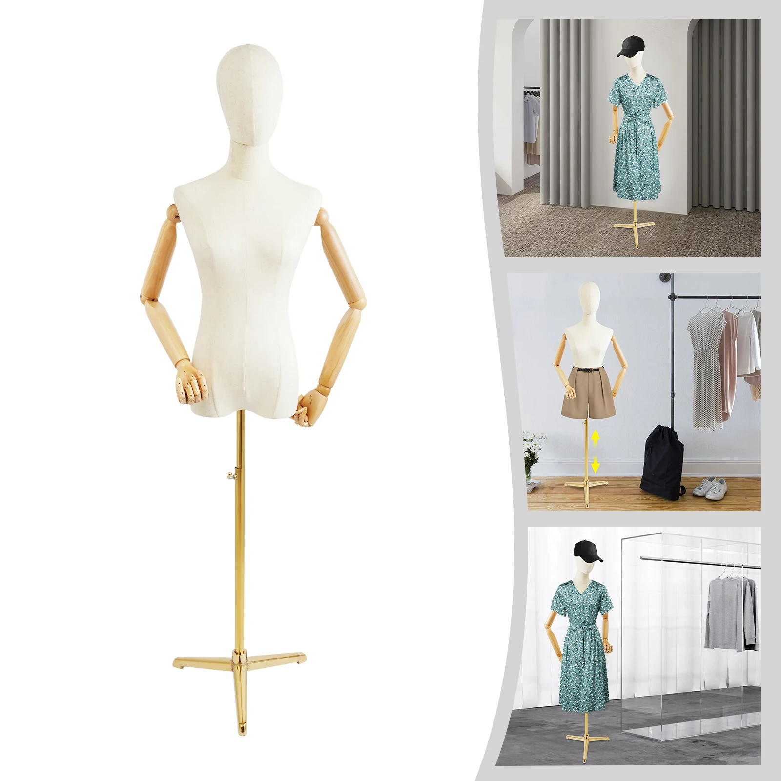 Weibliche Schaufensterpuppe mit verstellbarer Stange, weibliche Kleiderform, Schneiderpuppe, weibliche Schaufensterpuppe, Bekleidungsgeschäft, Kleiderständer