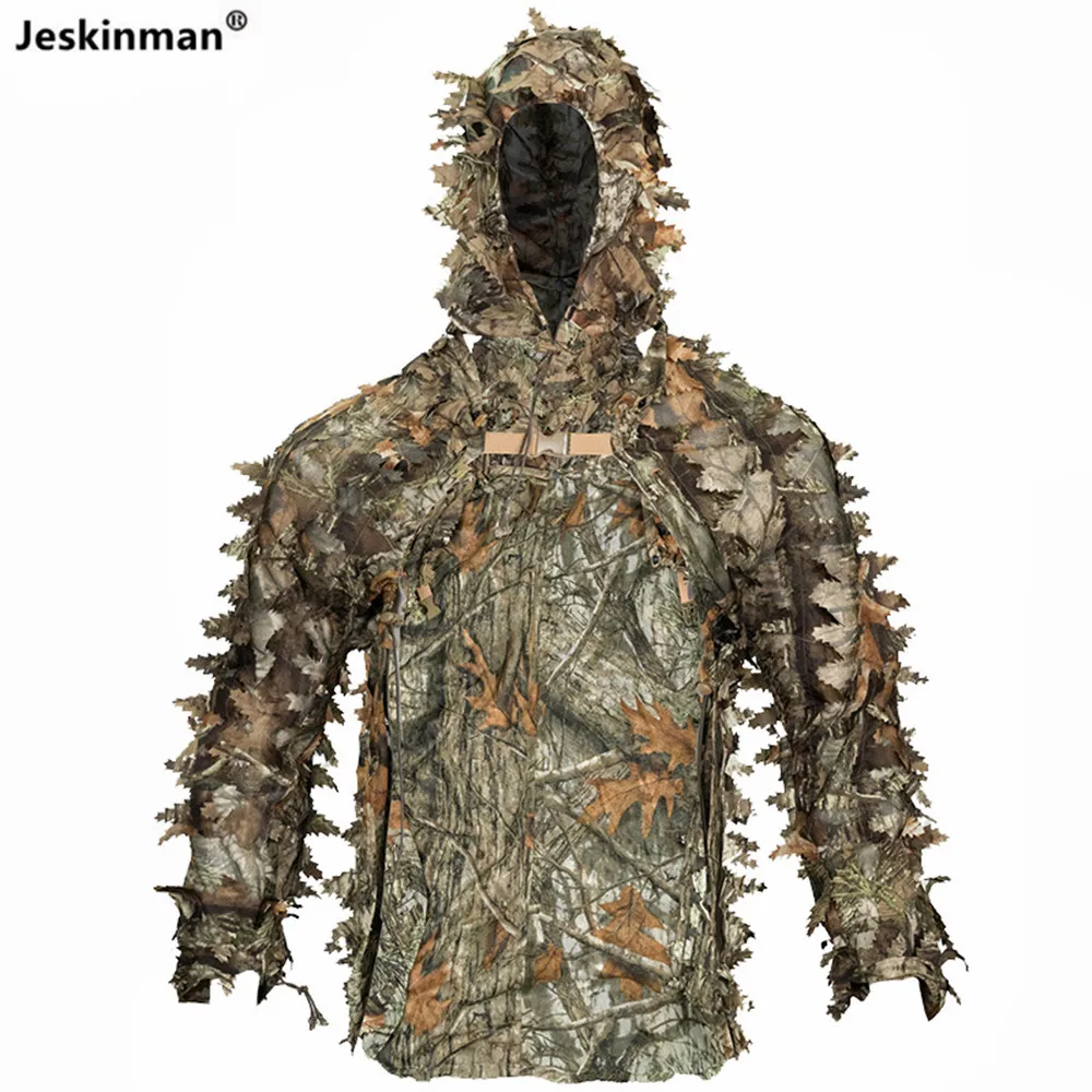 3D Cut Maple Leaves Bionic Camouflage Hunting Fishing CS Games Ghillie Suit Cloak Soft Breathable Wear Resistant Tactical Cloth