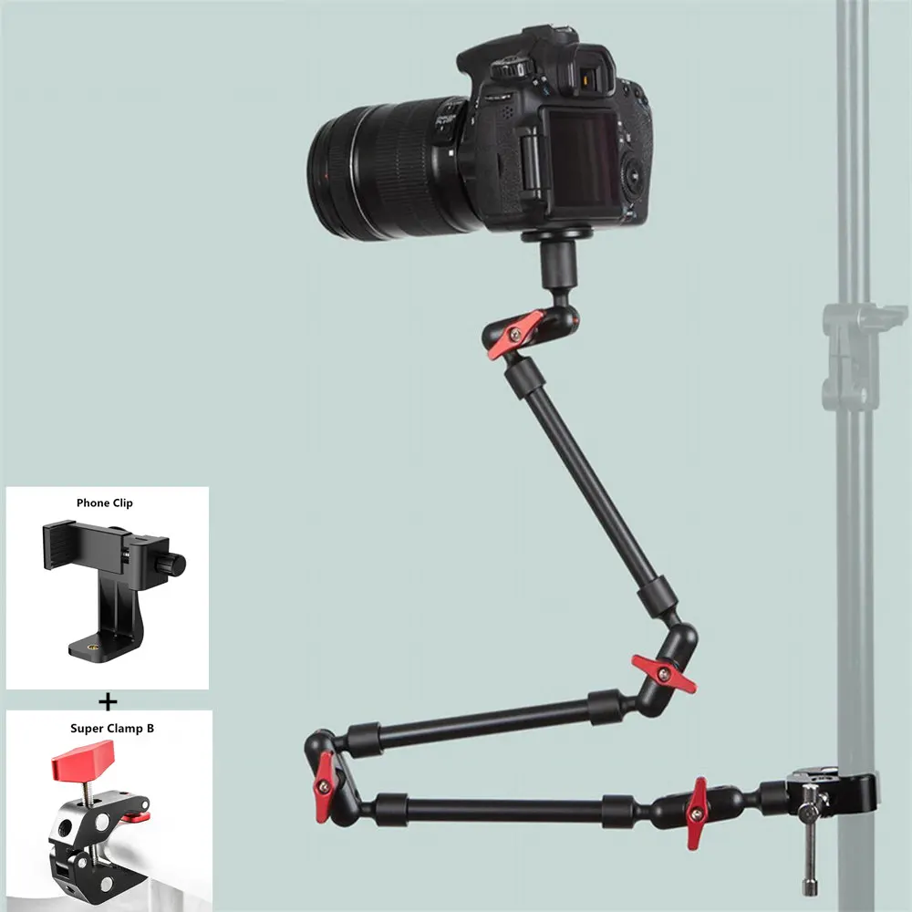 New Camera Magic Arm with Super Clip Bracket for Smartphone Camcorder Action Camera Gopro Clamp Mount Tablet Webcam Studio Kits