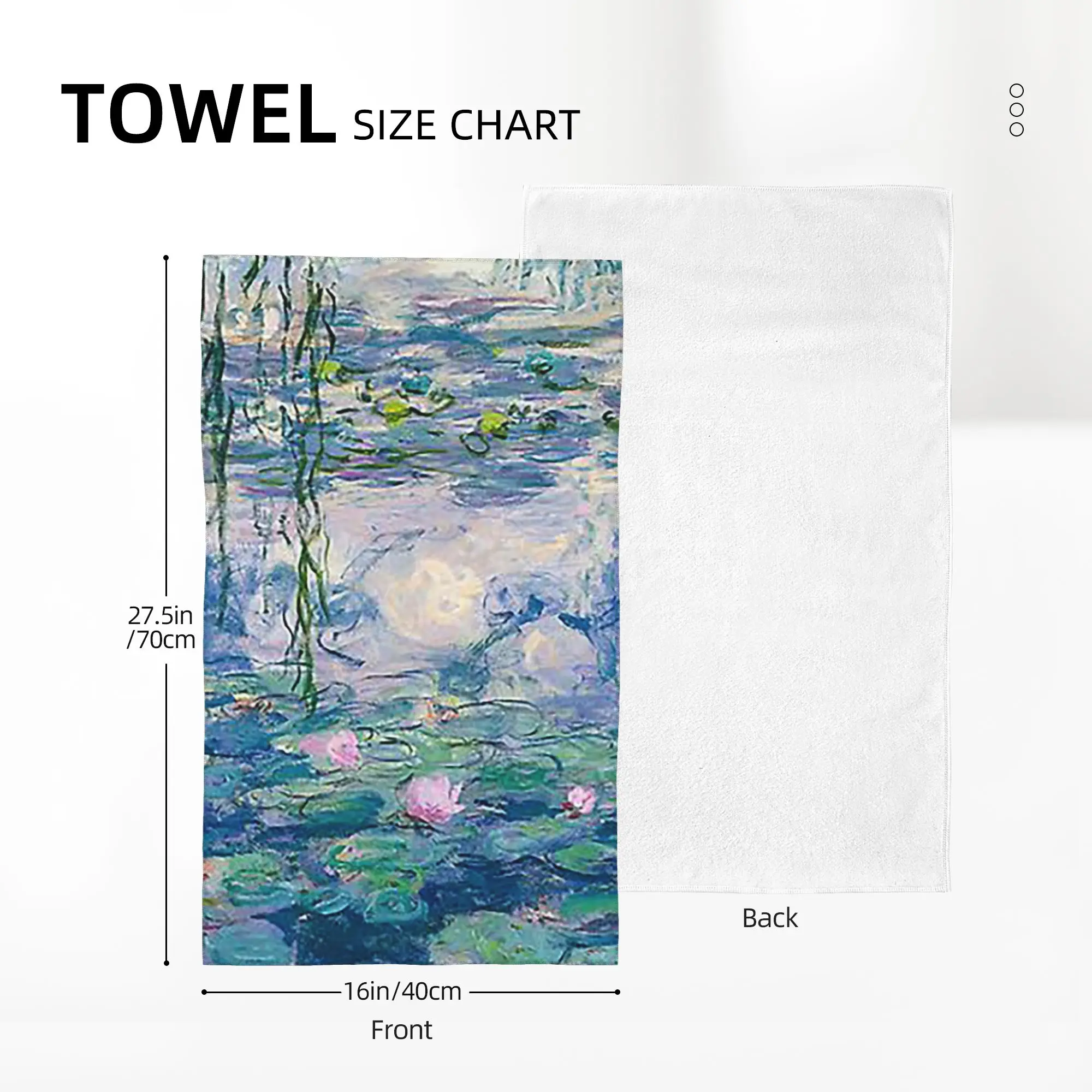Custom Water Lilies Claude Monet Fine A Soft Face Towel Quick Dry Pool Bath Cotton Towels Absorbent Quick