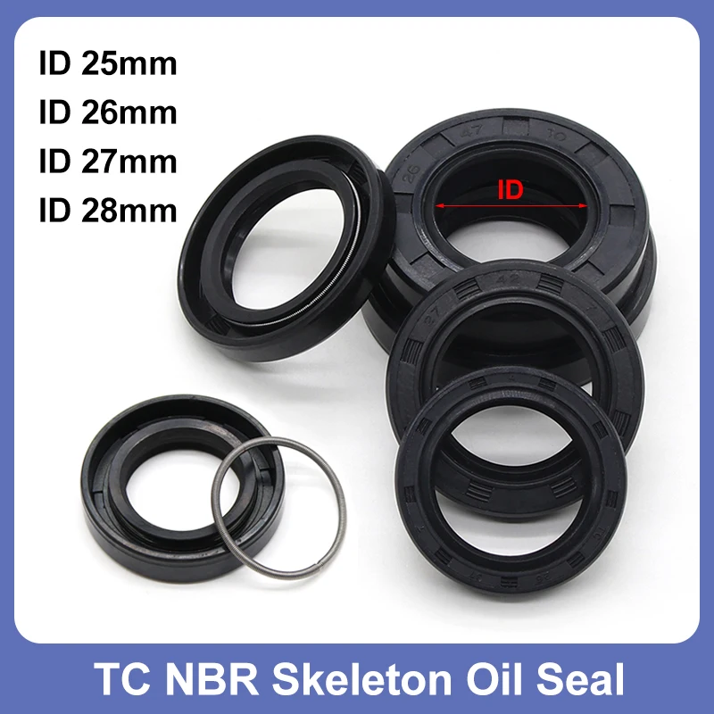 ID25/26/27/28mm TC NBR Oil Seals OD 32 ~ 56mm THK4/5/6/7/8/10/12mm Nitrile Rubber Double Lip Oil Resistant Rotating Shaft Gasket