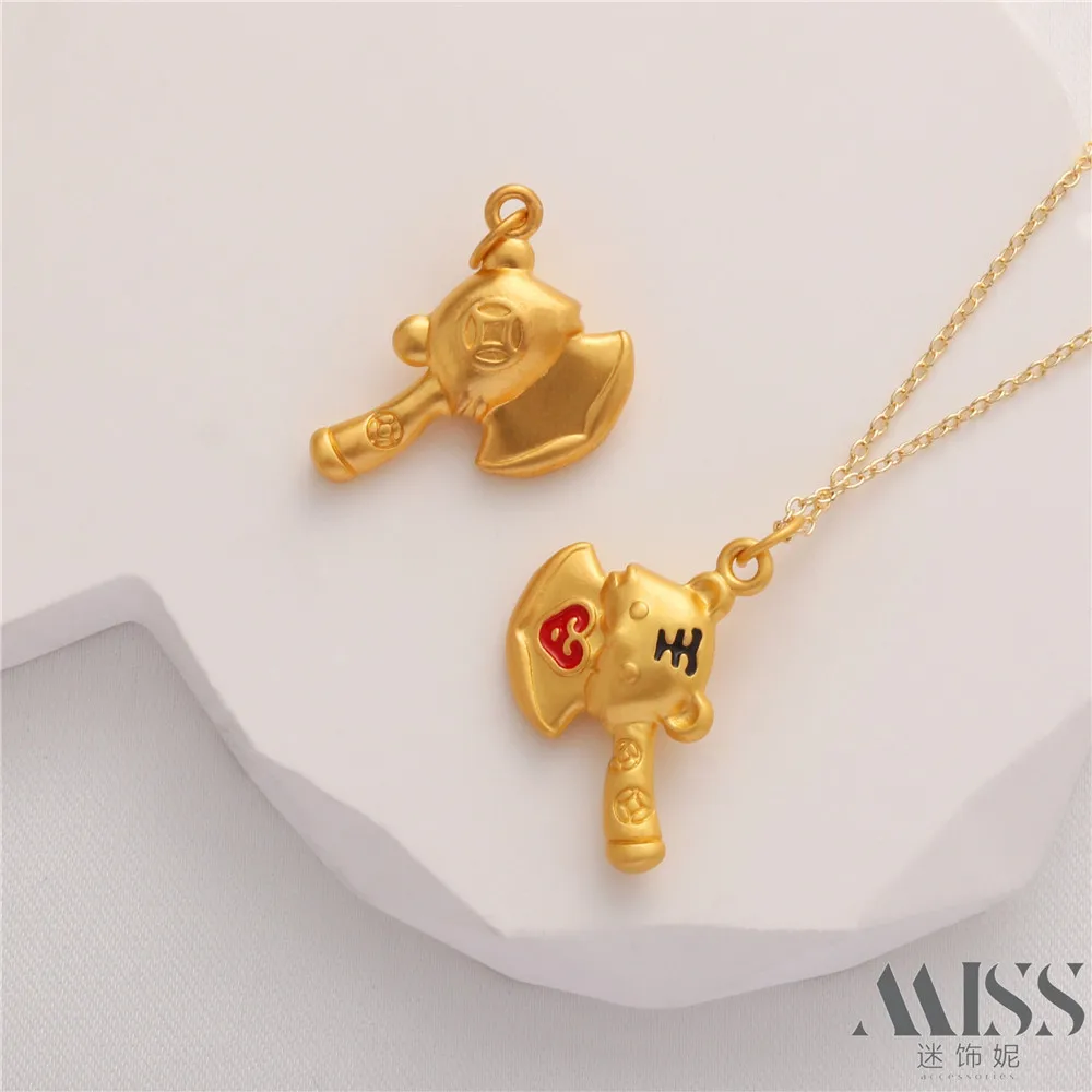 

Sand Gold Color-preserving Tiger Axe Pendant DIY Handmade Bracelet Necklace Small Pendant Jewelry Accessories