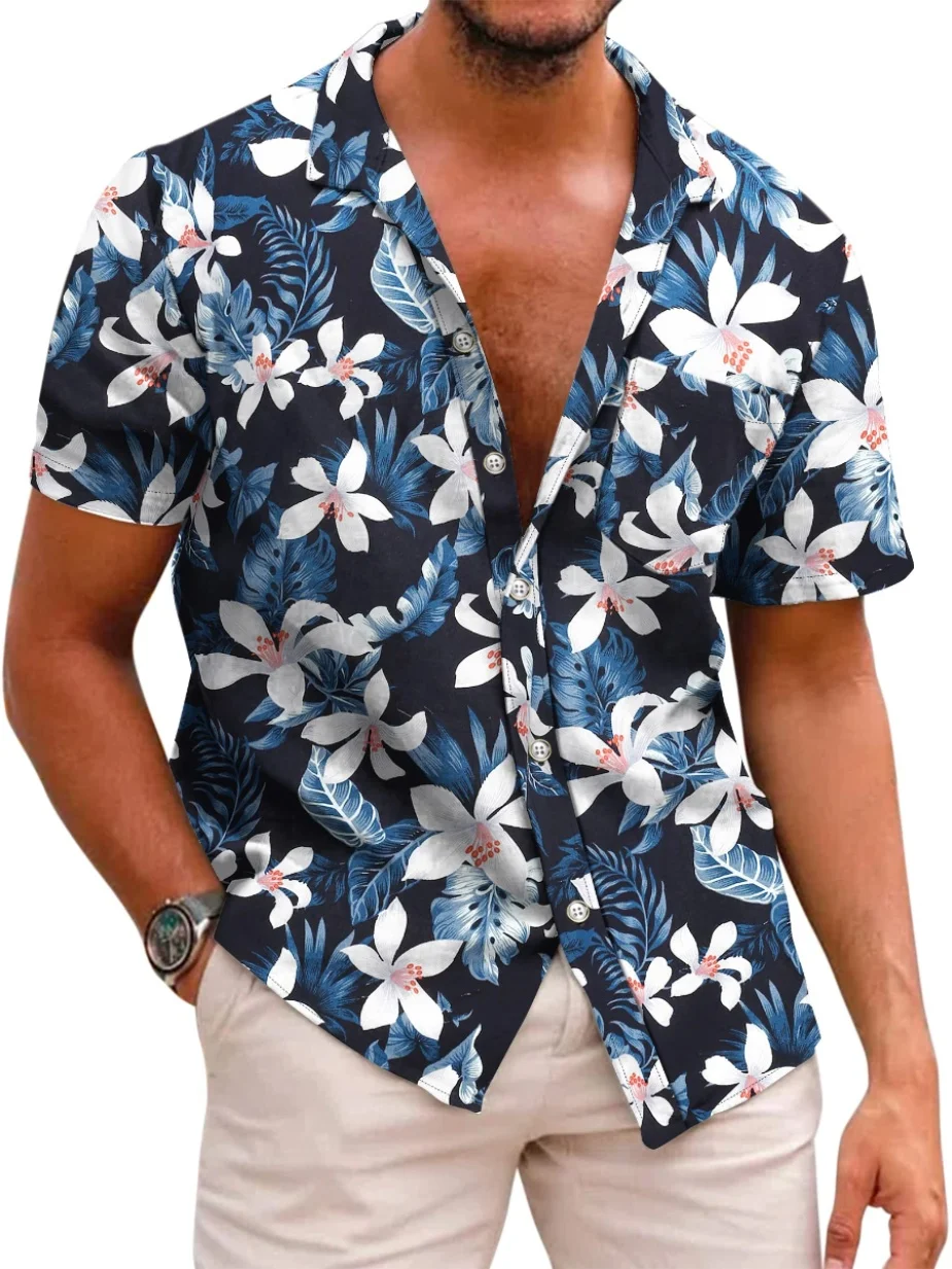 

Men's f Open Lapel ort Sve irt Turn-down Collar Summer Faion Slim Fit Casual irt for Middle-aged Men