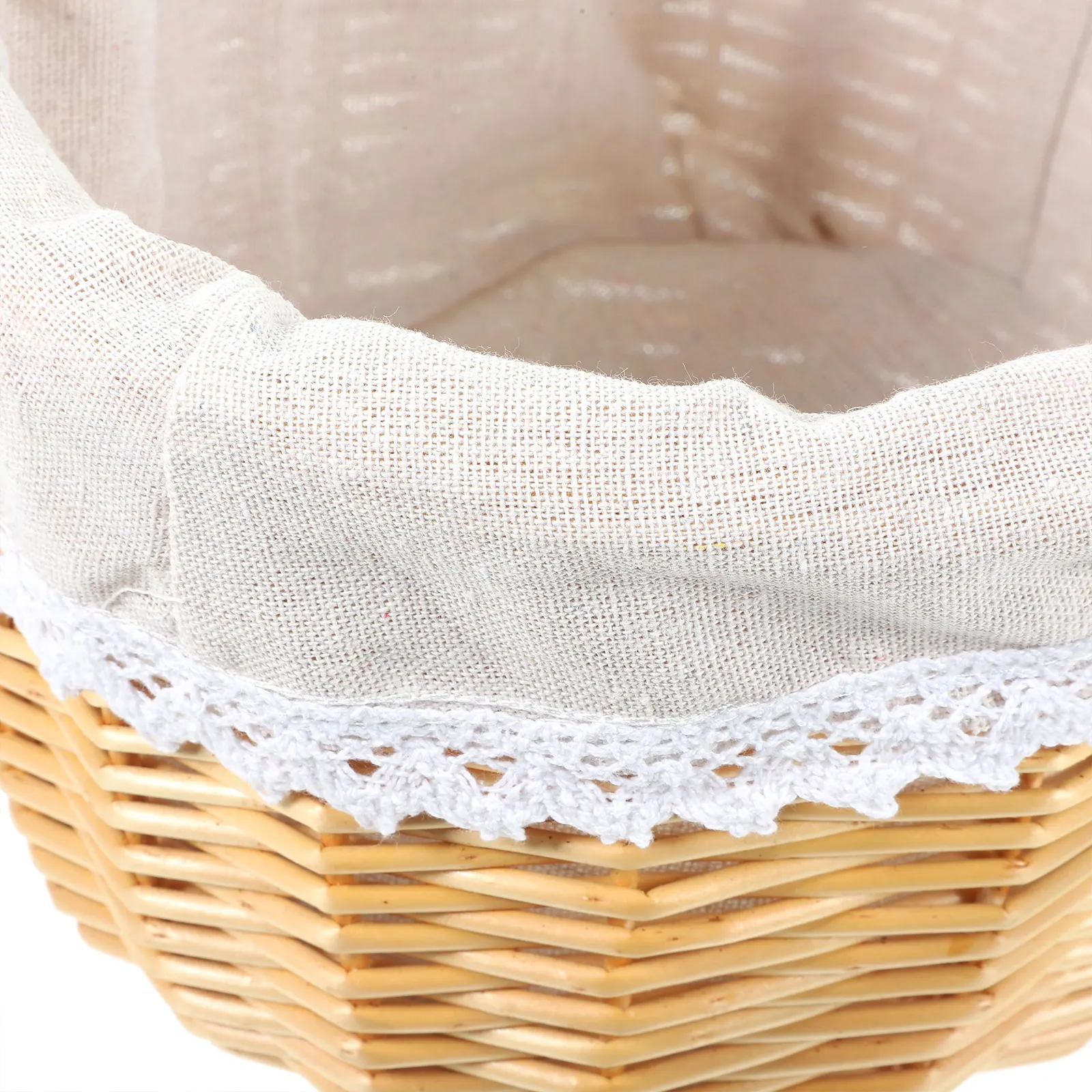

1pc Woven Picnic With Handle Linen Lined Storage For Bread Fruit Eggs Flower Gift Basket Decorative Multi-Function Handheld