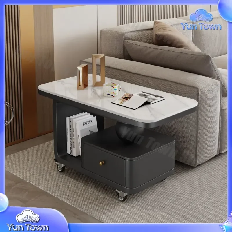 for Simple Modern Light Luxury Coffee Table Rock Slab Mobile Home Living Room Small Apartment Multi-Functional Lifting Sofa
