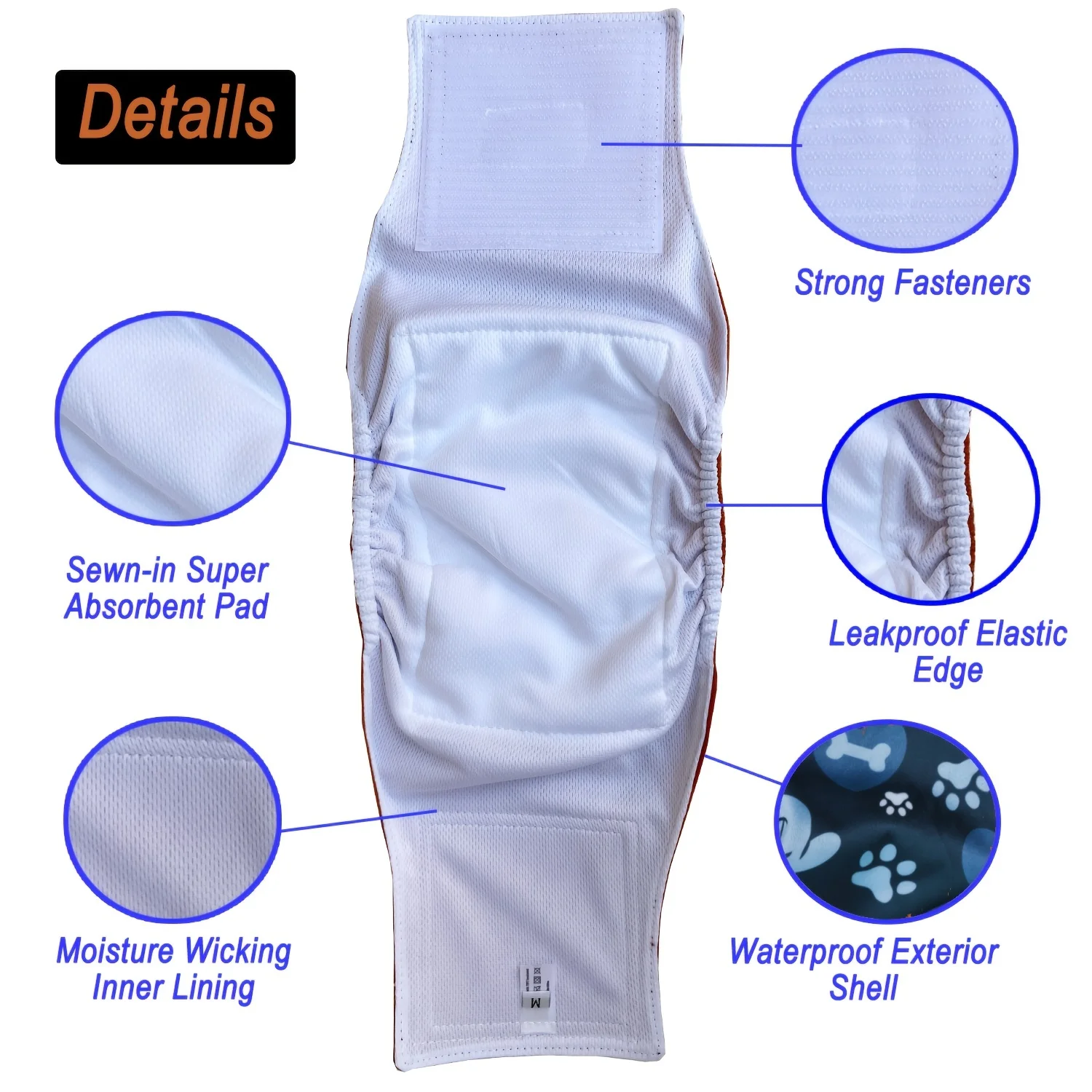 1pc Belly Band Diaper for Male Dogs,  Pet Dog Clothes, Small Medium Size Dog Belly Wrap Leakproof Washable