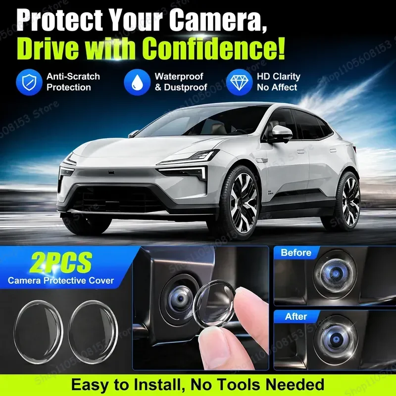 For Polestar 4 2023 2024 2025 2026 360 Degree Reverse Camera Cover Scratch Proof PC Lens Protector Sticker Set for Backup