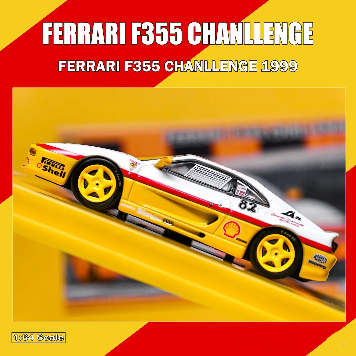 

Tarmac Works 1:64 Ferrari F355 Challenge 1999, литая под давлением модель автомобиля, коллекция миниатюрных игрушек