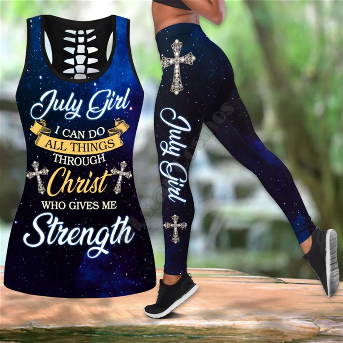 A Child Of God Jesus 3D Printed Tank Top+Legging Combo Outfit Yoga Fitness Soft Legging Summer Women For Girl July-December