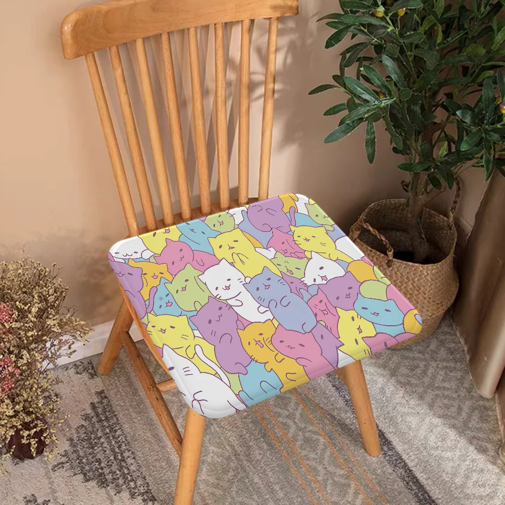 Cartoon Cute Cats Background Decorative Chair Mat Soft Pad Seat Cushion For Dining Patio Home Office Indoor Outdoor Garden Mat