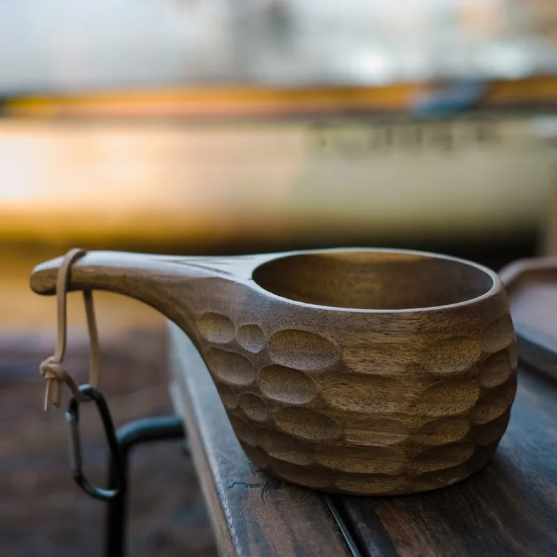 

WOOKOO-Outdoor Camping Wooden Cup, Bushcraft Cup, Kupilka