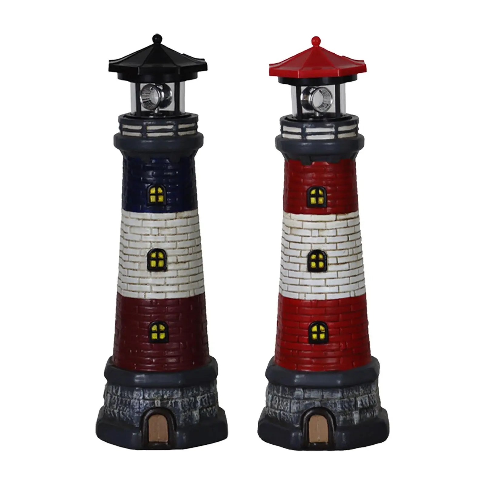 

Lighthouse Figurine with Solar Powered Light Waterproof with Rotating Beacon Height 37.5cm for Stairs Pool Decor Multifunctional