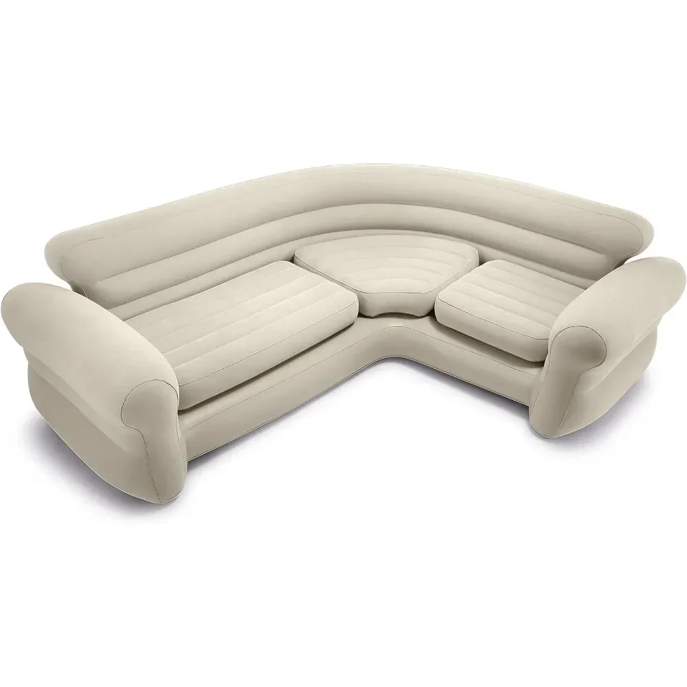 Air Mattress, Inflatable 2 in 1 Inflating and Deflating Valve Corner Living Room, Sectional Sofa Couch, Air Mattress