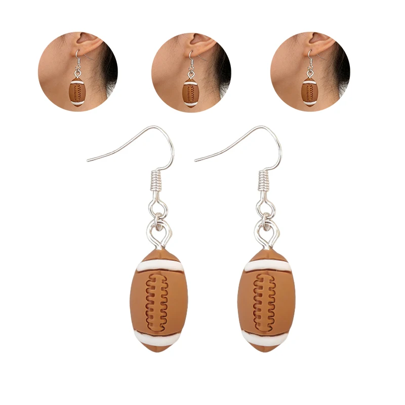 Creative Sport Drop Earrings for Women Girl Resin Rugby Football Drop Earrings Jewelry Accessories 1pair for Daily Wear