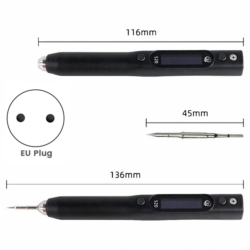 S20 (K+I+IS) Nano Electric Soldering Iron Compatible C115 Soldering Head EU Plug