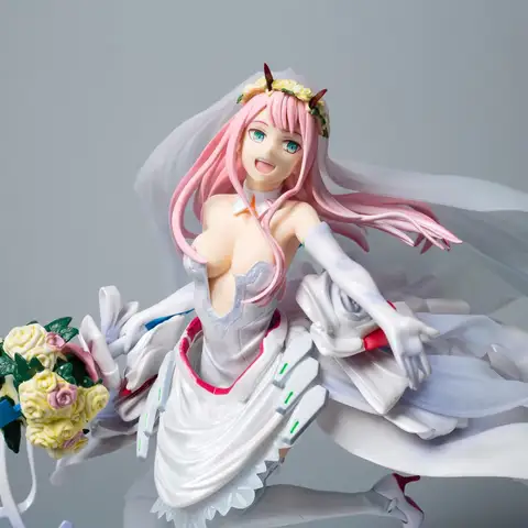 28cm New Anime DARLING in the FRANXX Zero Two Wedding Dress kawaii Figures Q Version Pvc Toy Model Dolls Toys