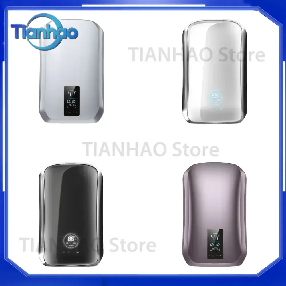 High-Demand Wall-Mounted Tankless Electric Water Heater for Household Hotels RVs with Plastic Housing LED Temperature Display