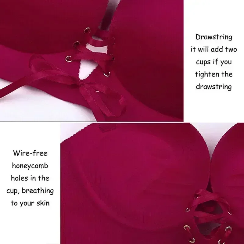 Sexy Bandage Straps Push Up Bra Gather Adjustment Seamless Bralette Women Sexy Underwear No Steel Ring Comfortable Lingerie