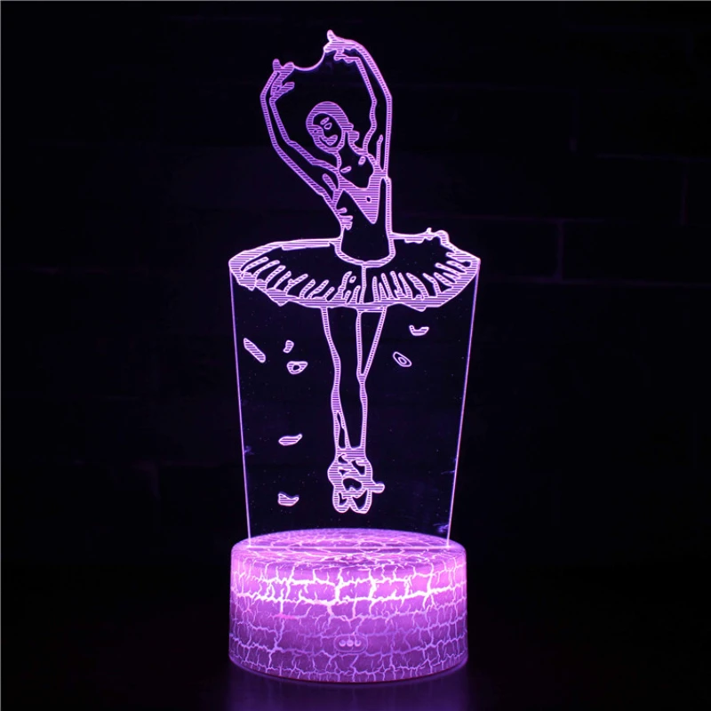 Ballet Dancer 3D Night Light LED Illusion Table Lamp Touch Remote Control USB Lamp Christmas Birthday Gift for Girls Room Decor