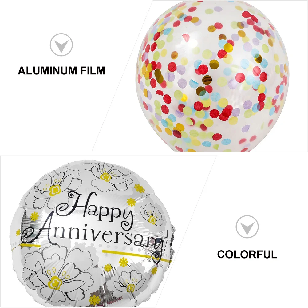 

1 Set Happy Anniversary Balloons Festival Decorative Balloon Kits Party Decoration Unique Aluminum Film Creative Photo