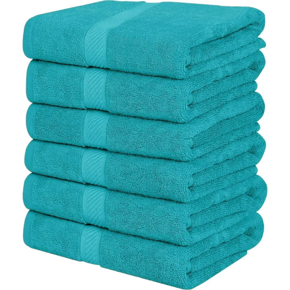 Bathroom Premium Towels, 6 Pack Bath Towel Set, 100% Ring Spun Cotton, Medium Lightweight & Highly Absorbent Quick Drying Towels