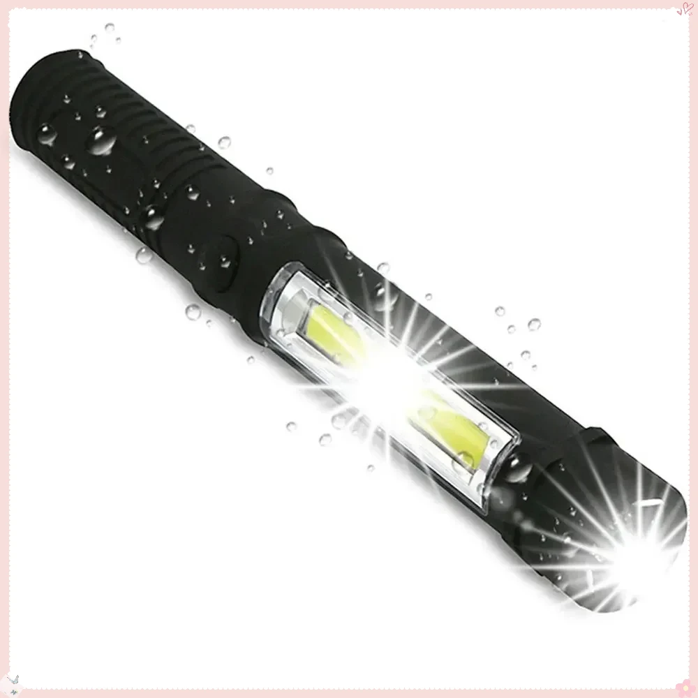 Multifunctional COB LED Mini Pen Light Work Inspection Flashlight with Bottom Magnet and Clip for Self Defense